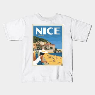 Vintage Travel Art Nice France Kids T-Shirt